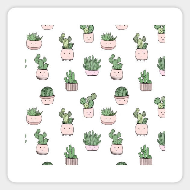 Cacti pattern Sticker by bigmomentsdesign